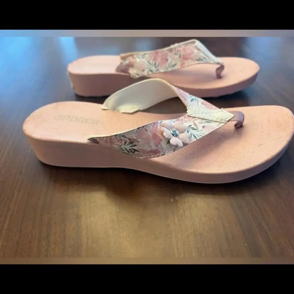 NIB Andrea Fenzi Pink and White Floral Flip Flop Sandals Women's Size 8 - Picture 4 of 8